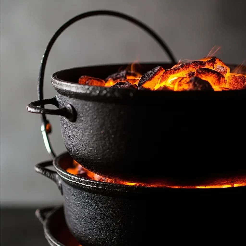 Stacking Dutch Ovens (Shared Coals)