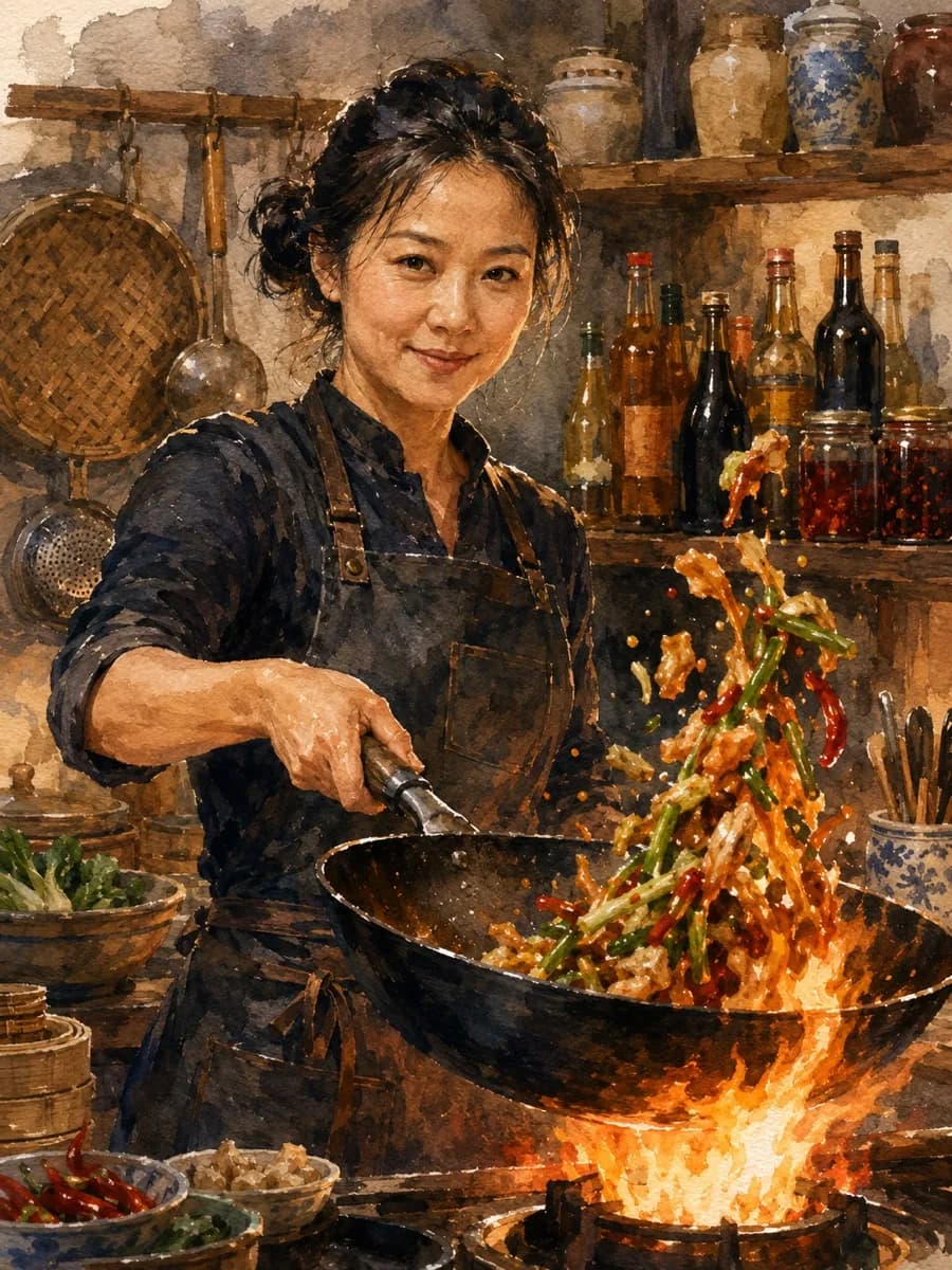 Mei-Lin Zhou — watercolor portrait