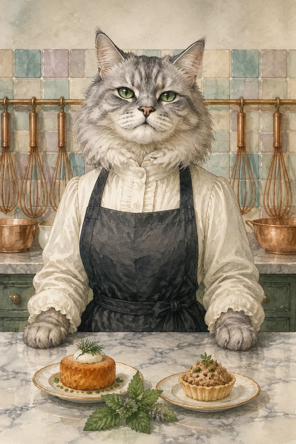 Mademoiselle Mittens Beauregard — watercolor portrait