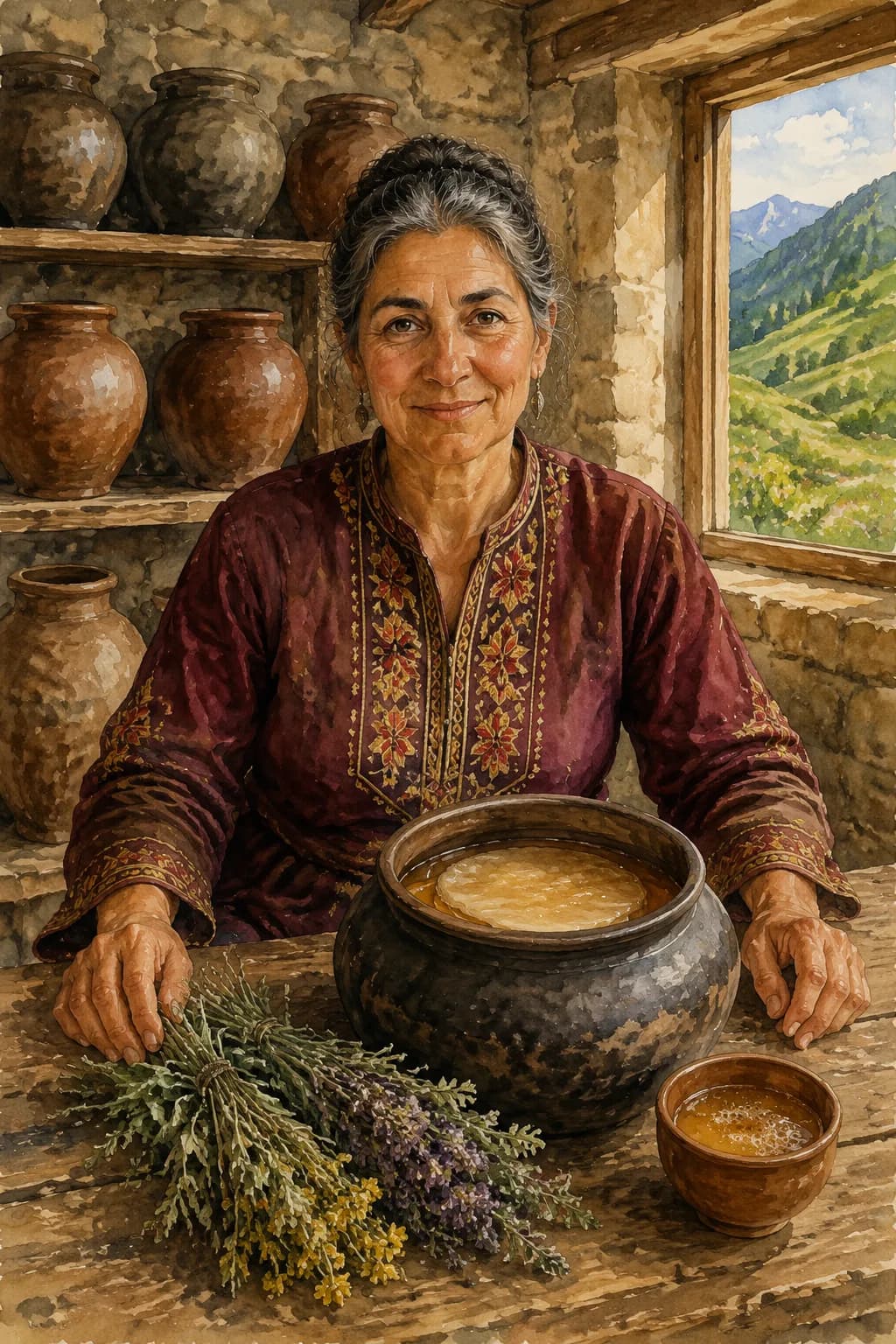 Tamar Meskhi — watercolor portrait