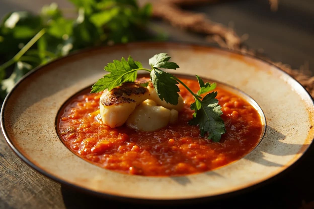 gazpacho — a signature plate from Andalusian cuisine, prepared in the regional style.
