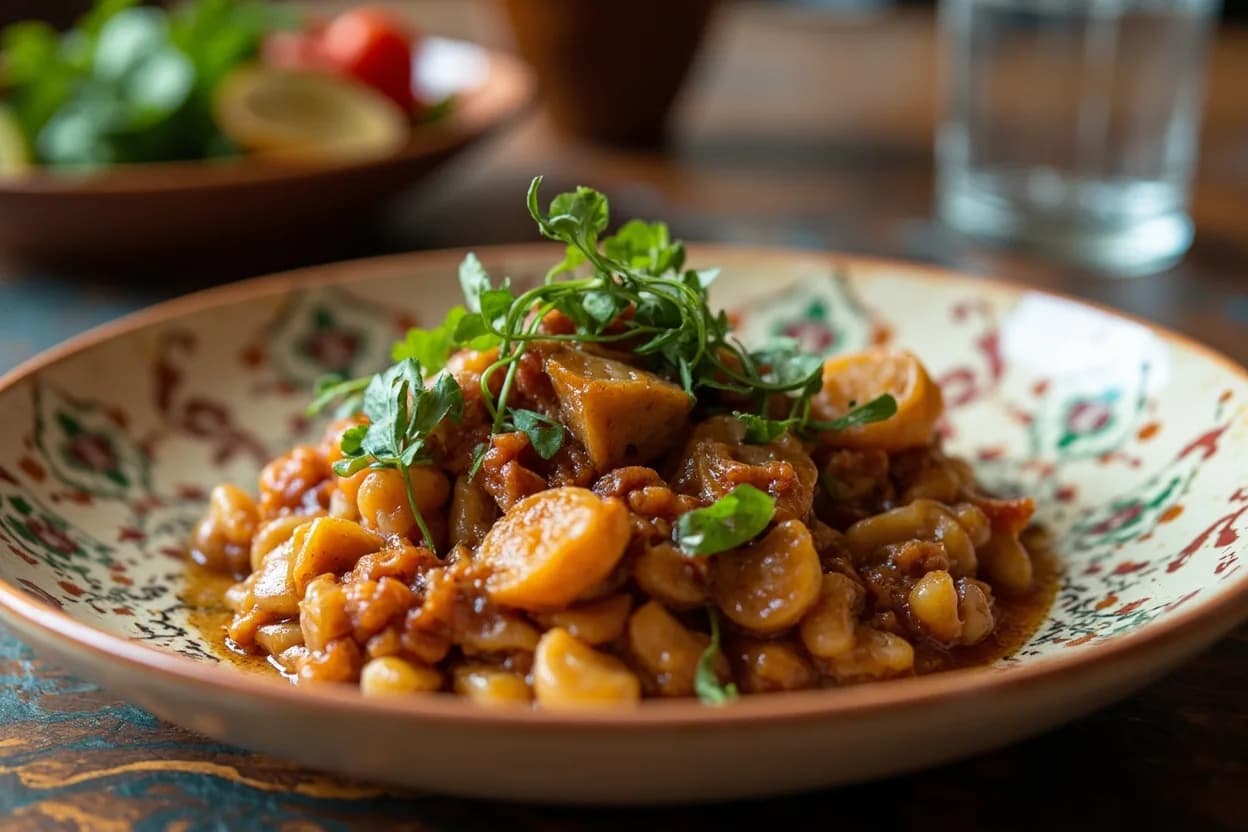 Fabada Asturiana — a signature plate from Asturian cuisine, prepared in the regional style.
