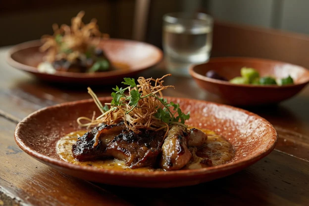 kangaroo tail roasted in coals — a signature plate from Australian Indigenous (Bush Tucker) cuisine, prepared in the regional style.