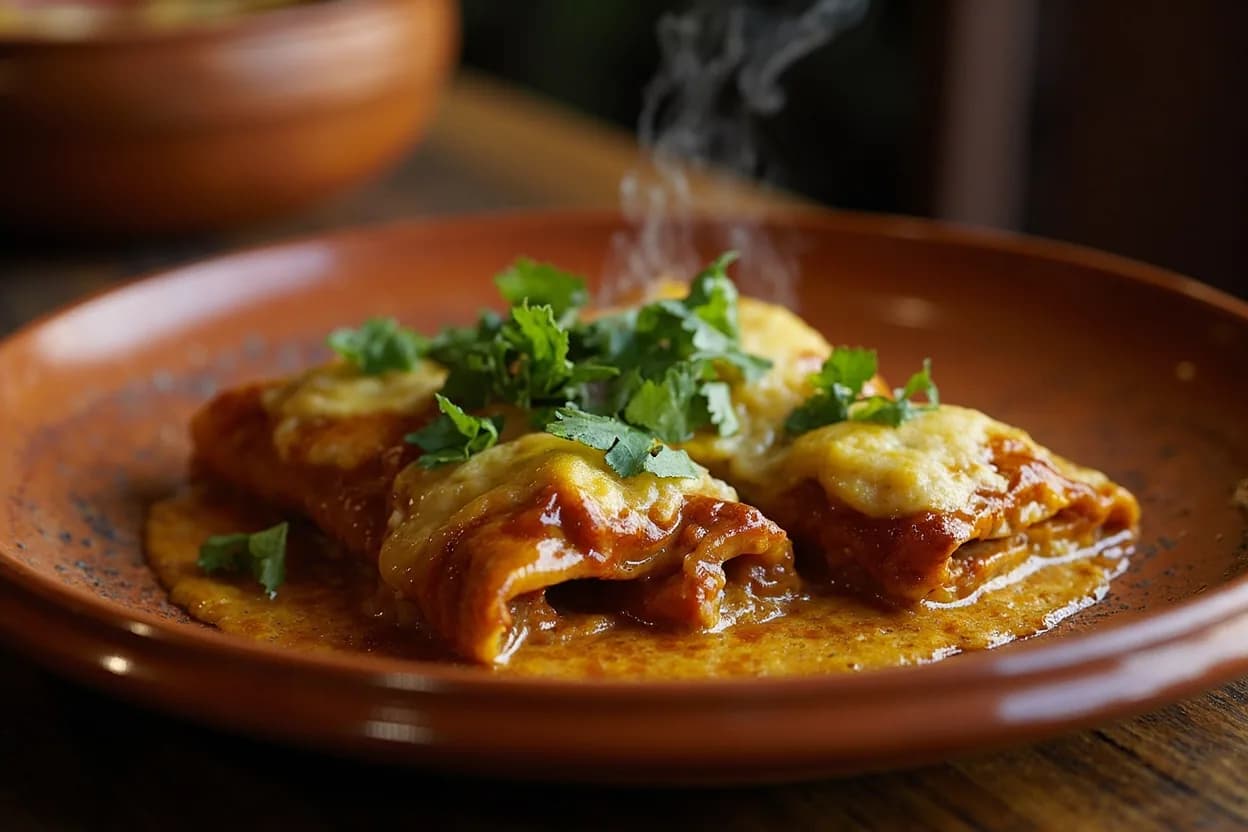 enchiladas mineras — a signature plate from Bajío (Guanajuato / Querétaro) cuisine, prepared in the regional style.