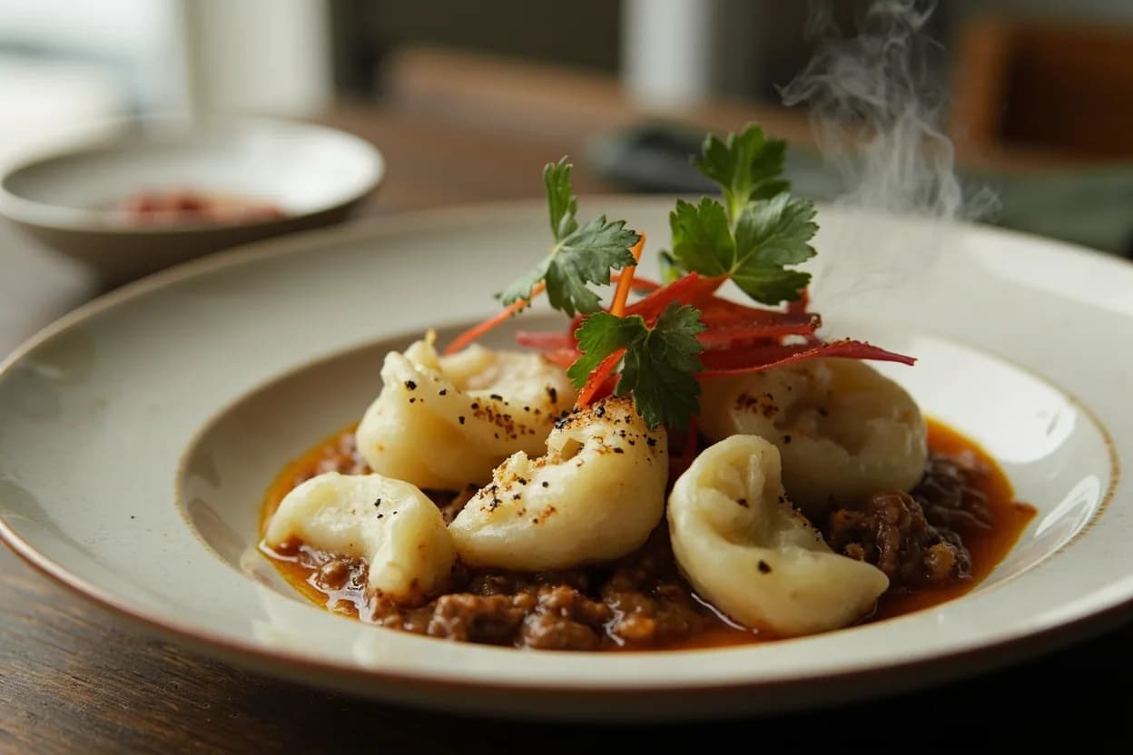 cepelinai (Lithuanian potato-meat dumplings) — a signature plate from Baltic (Estonian, Latvian, Lithuanian) cuisine, prepared in the regional style.