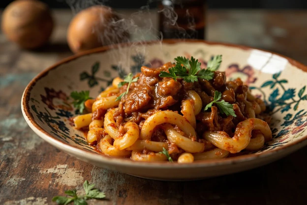 Fileja al ragù di maiale — a signature plate from Calabrian cuisine, prepared in the regional style.