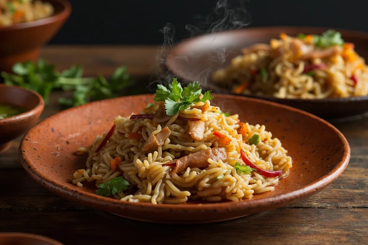 arroz chaufa — a signature plate from Chifa (Peruvian-Chinese) cuisine, prepared in the regional style.