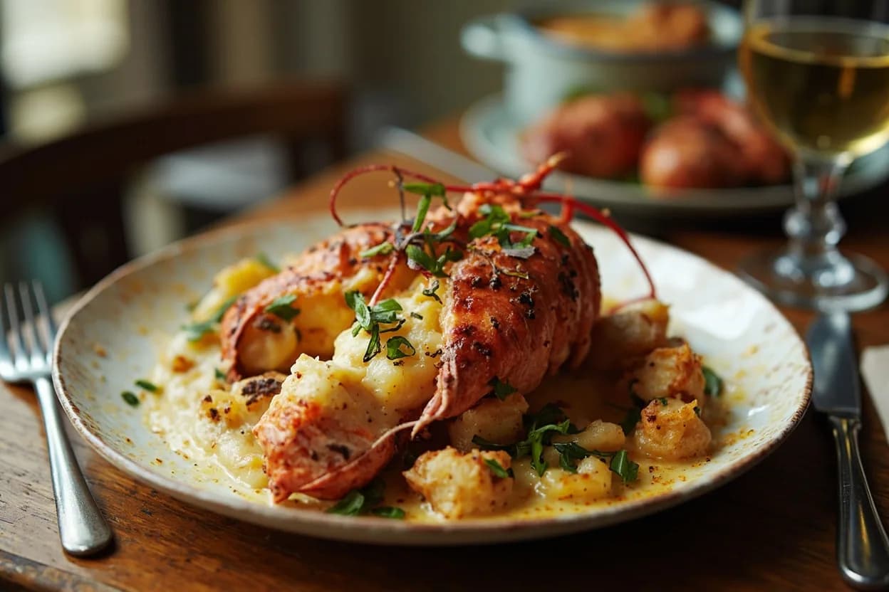 Lobster Thermidor — a signature plate from Classical French cuisine, prepared in the regional style.