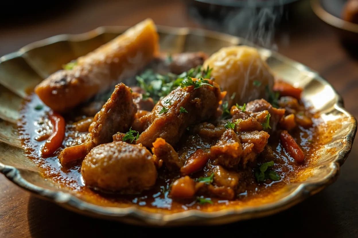 pandi curry (slow-cooked spiced pork with kachampuli) — a signature plate from Coorg (Kodava) cuisine, prepared in the regional style.