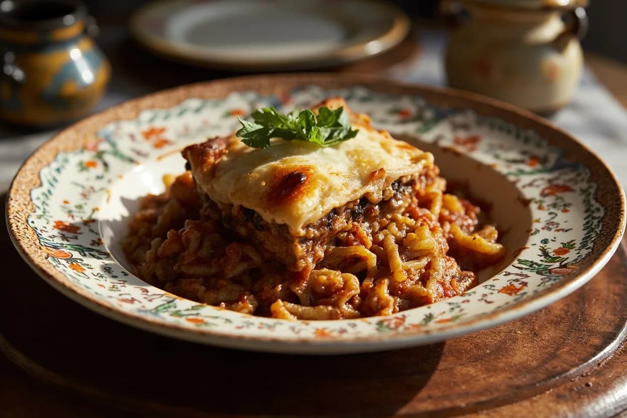 moussaka — a signature plate from Greek (Hellenic) cuisine, prepared in the regional style.