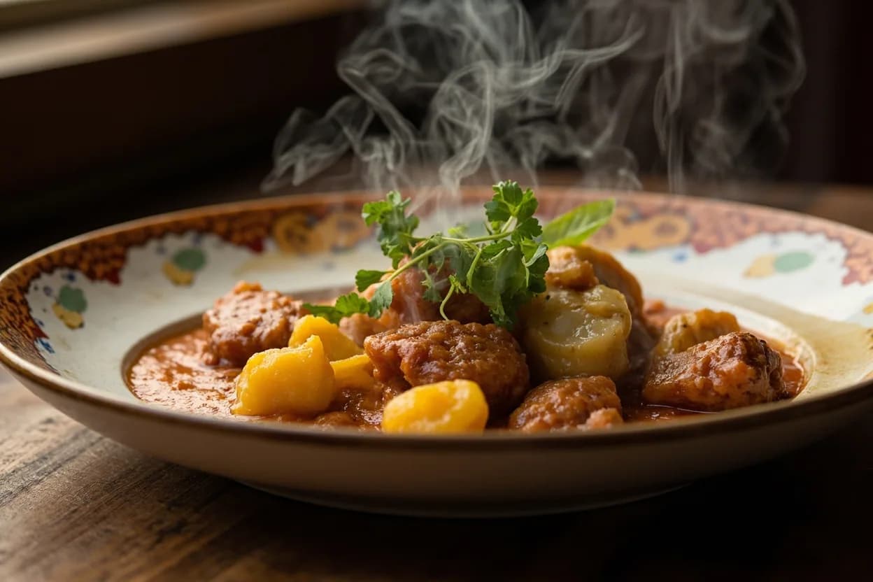 pörkölt — a signature plate from Hungarian cuisine, prepared in the regional style.