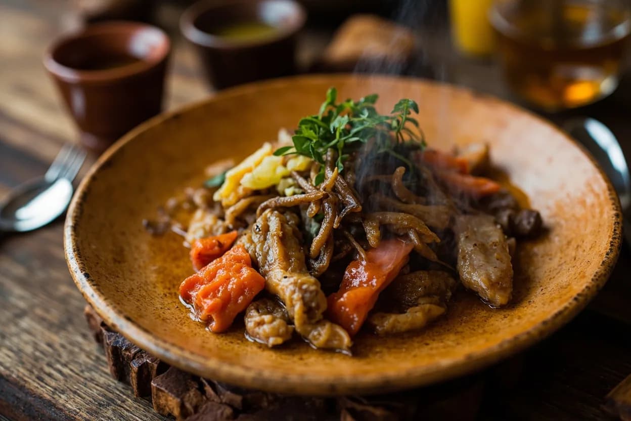 attiéké (with poisson braisé) — a signature plate from Ivorian (Côte d'Ivoire) cuisine, prepared in the regional style.