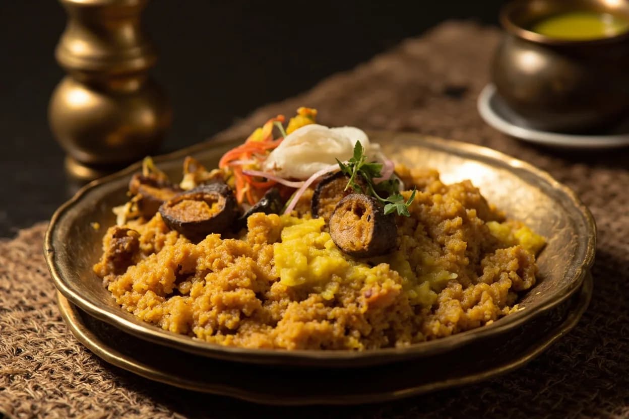 ven pongal — a signature plate from Iyengar (Tamil Brahmin) cuisine, prepared in the regional style.