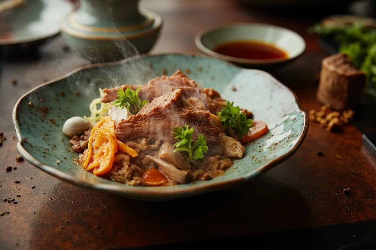 sukiyaki — a signature plate from Japanese Nabemono (Hot Pot Traditions) cuisine, prepared in the regional style.