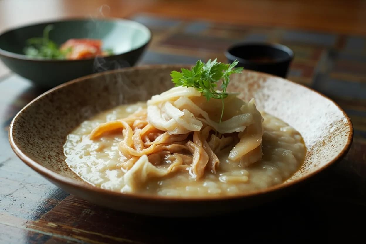 jeonbok juk (abalone porridge) — a signature plate from Jeju Island Cuisine cuisine, prepared in the regional style.