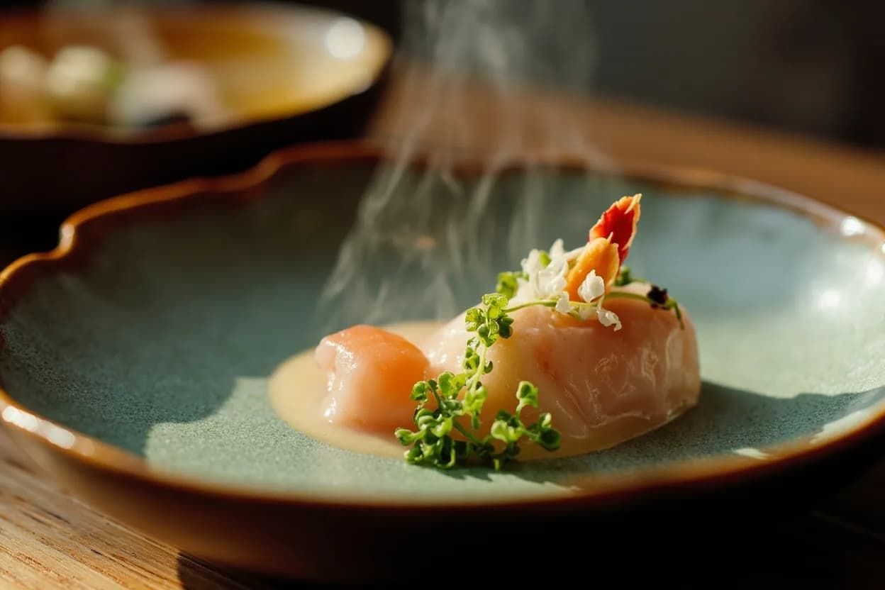 Sakizuke (amuse-bouche sized opening bite, changes daily) — a signature plate from Kaiseki cuisine, prepared in the regional style.