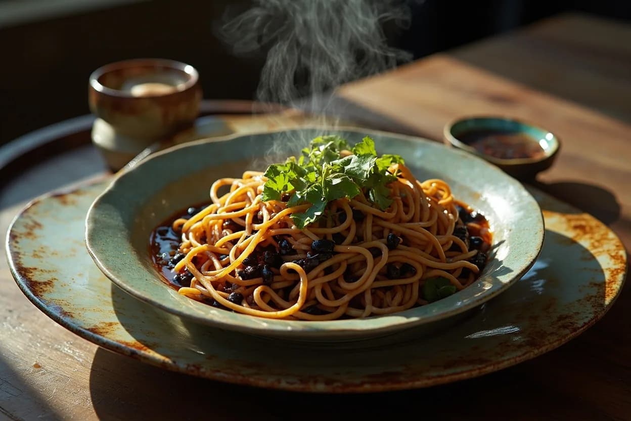 jajangmyeon (noodles in black bean sauce) — a signature plate from Korean-Chinese (Junghwa Cuisine) cuisine, prepared in the regional style.