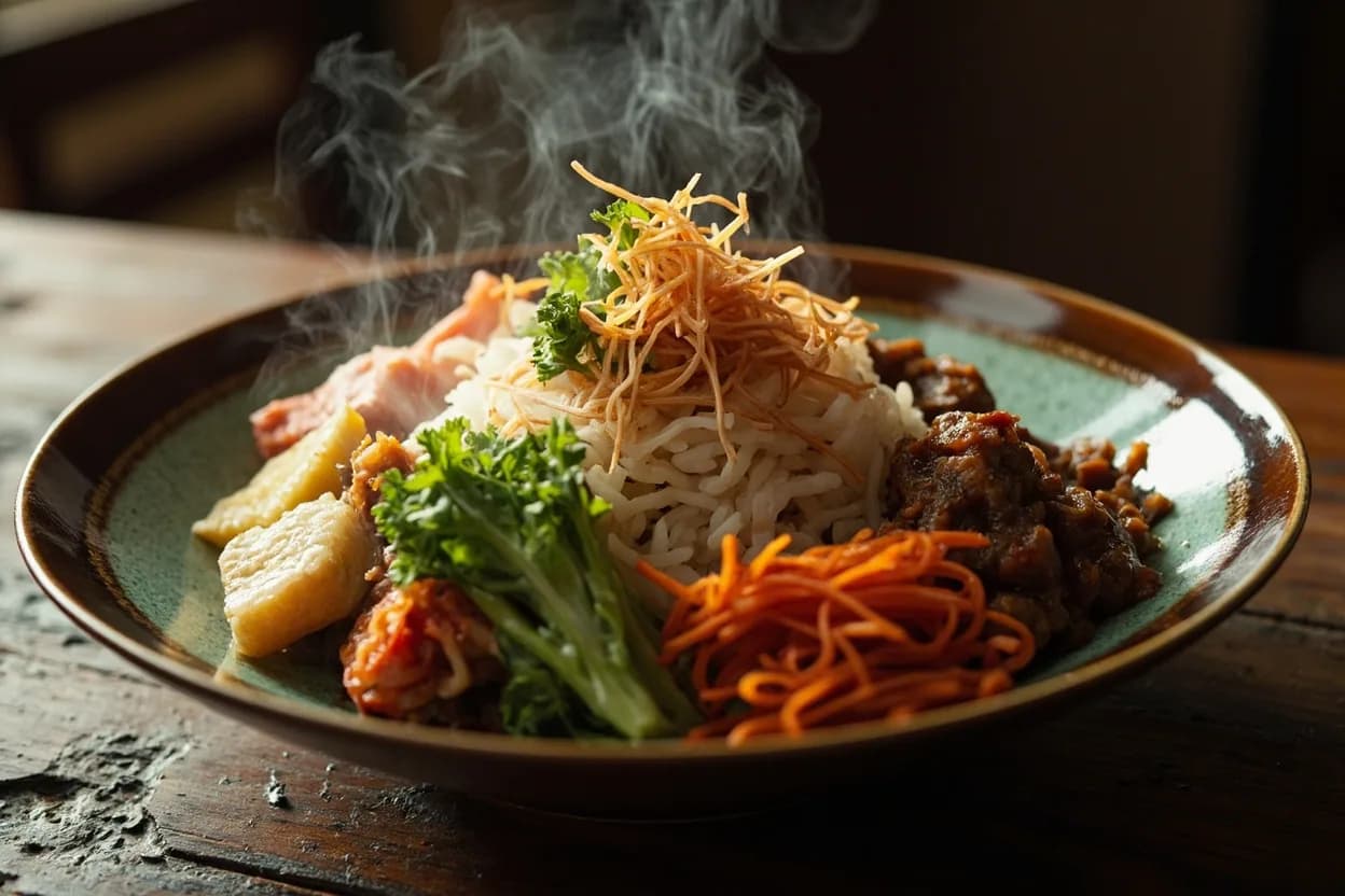 bibimbap (mixed rice bowl, Jeonju style most famous) — a signature plate from Korean (Joseon Court & Regional) cuisine, prepared in the regional style.