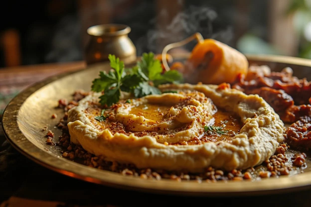 hummus bi tahini — a signature plate from Lebanese cuisine, prepared in the regional style.