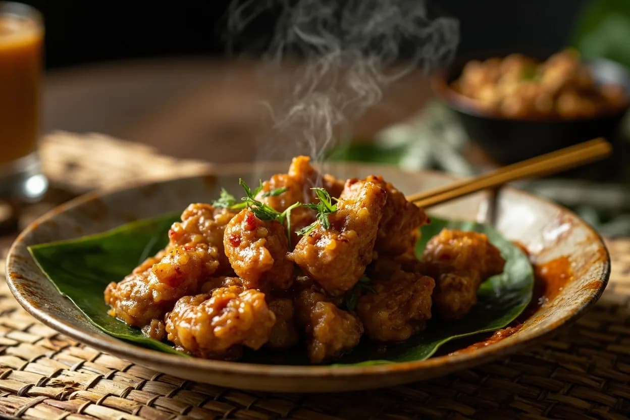 Satay with peanut sauce — a signature plate from Malay cuisine, prepared in the regional style.