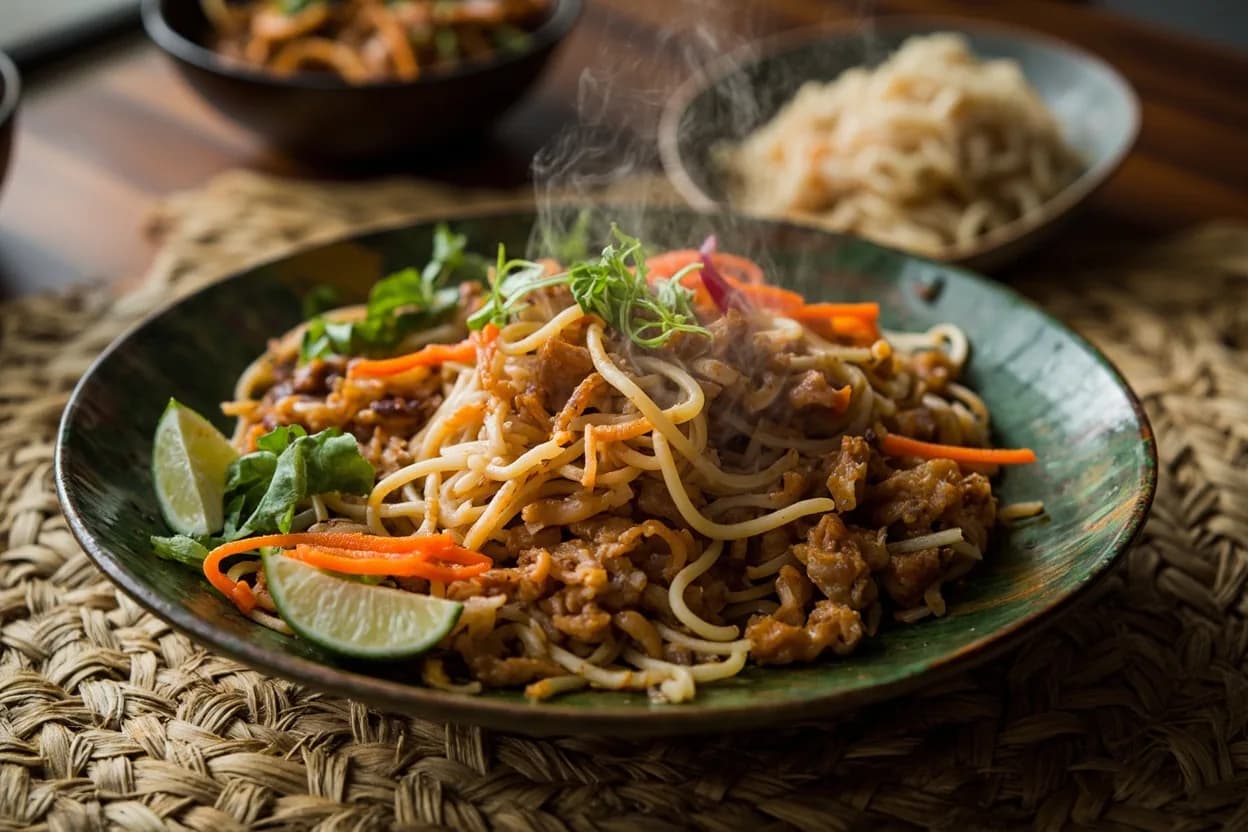 char kway teow (Penang style) — a signature plate from Malaysian Chinese (Nyonya / Hokkien) cuisine, prepared in the regional style.