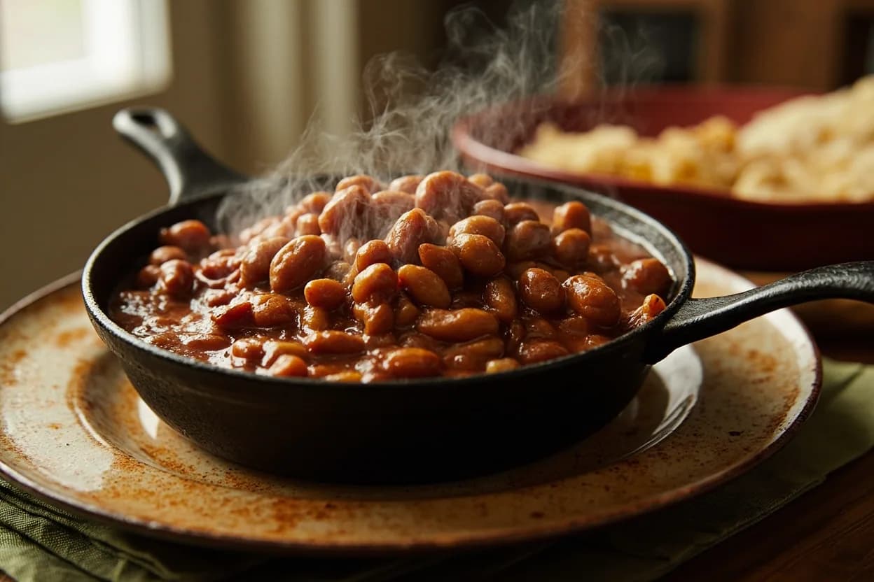 Boston baked beans — a signature plate from New England cuisine, prepared in the regional style.