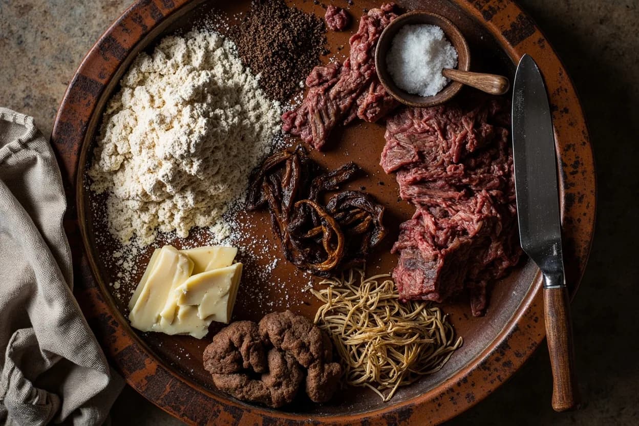 Mise en place for Norteña (Northern Mexican): the staple ingredients and key tools of the tradition laid out on the cook's board.