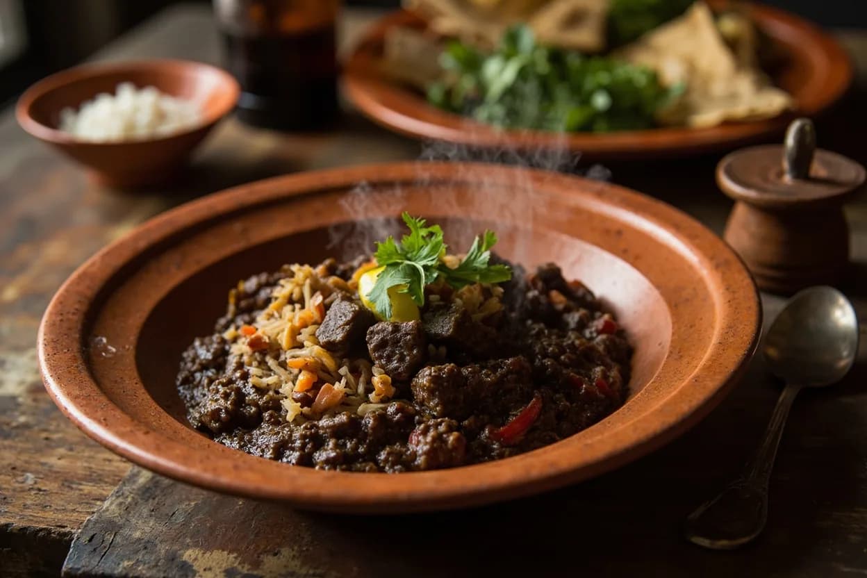 mole negro — a signature plate from Oaxacan cuisine, prepared in the regional style.