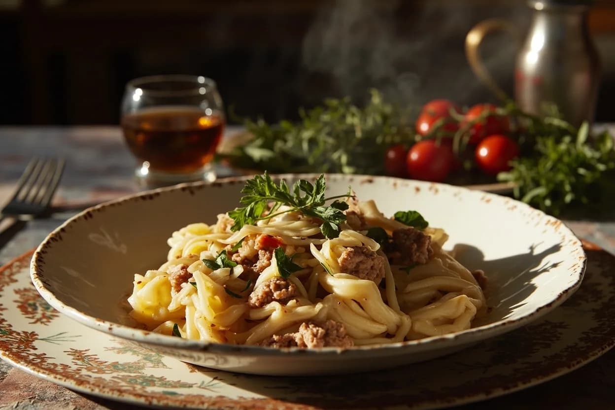 tajarin al tartufo bianco — a signature plate from Piedmontese cuisine, prepared in the regional style.