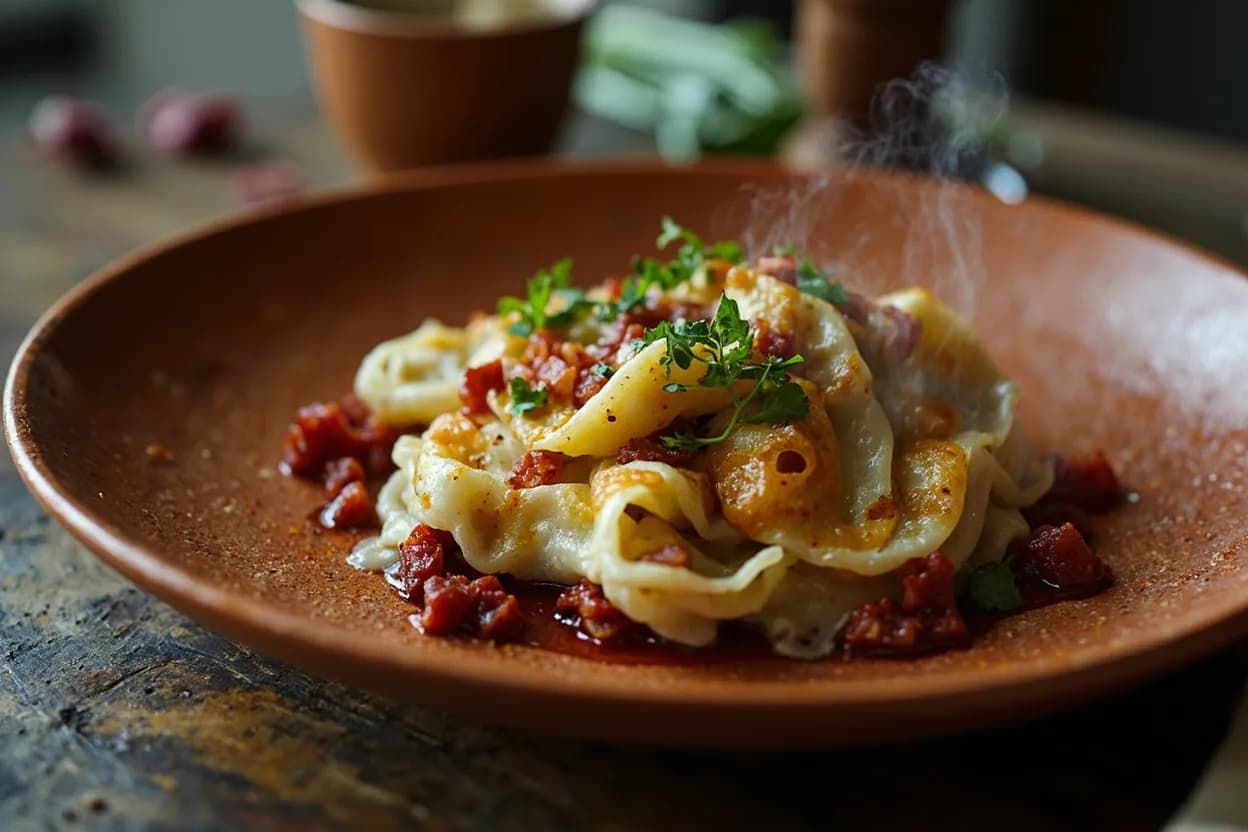 pierogi ruskie — a signature plate from Polish cuisine, prepared in the regional style.