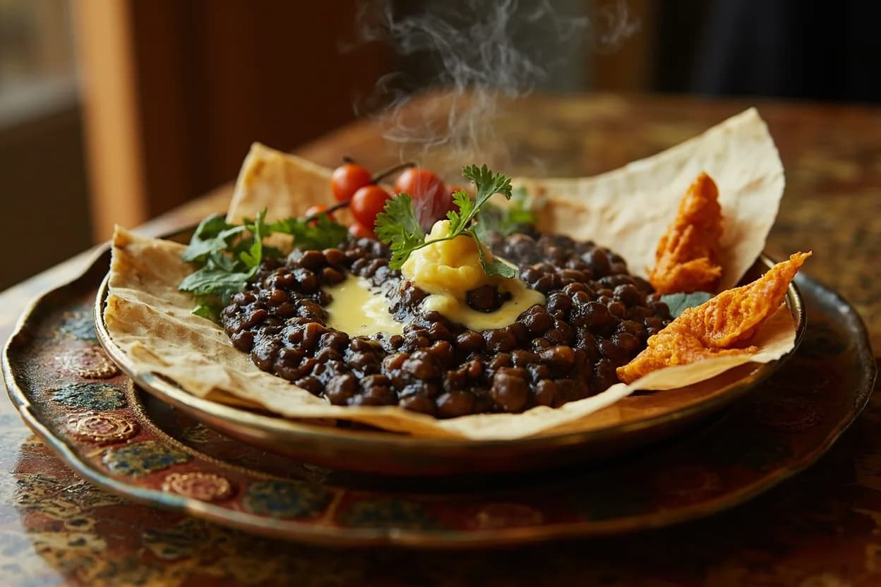 dal makhani (slow-cooked black lentils with cream and butter) — a signature plate from Punjabi cuisine, prepared in the regional style.