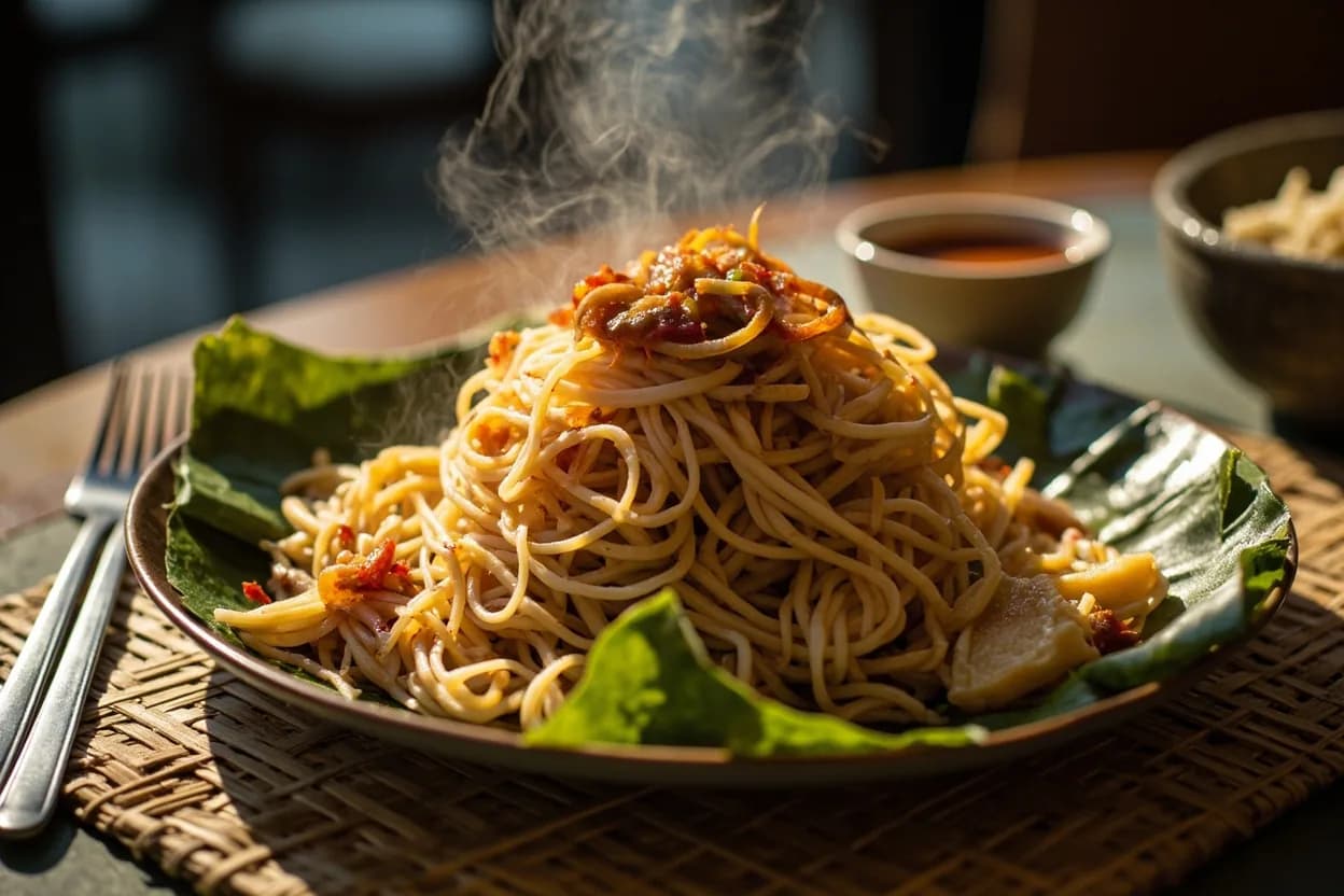 mee krob (crispy rice noodles with sweet-sour glaze) — a signature plate from Royal Thai Court Cuisine cuisine, prepared in the regional style.