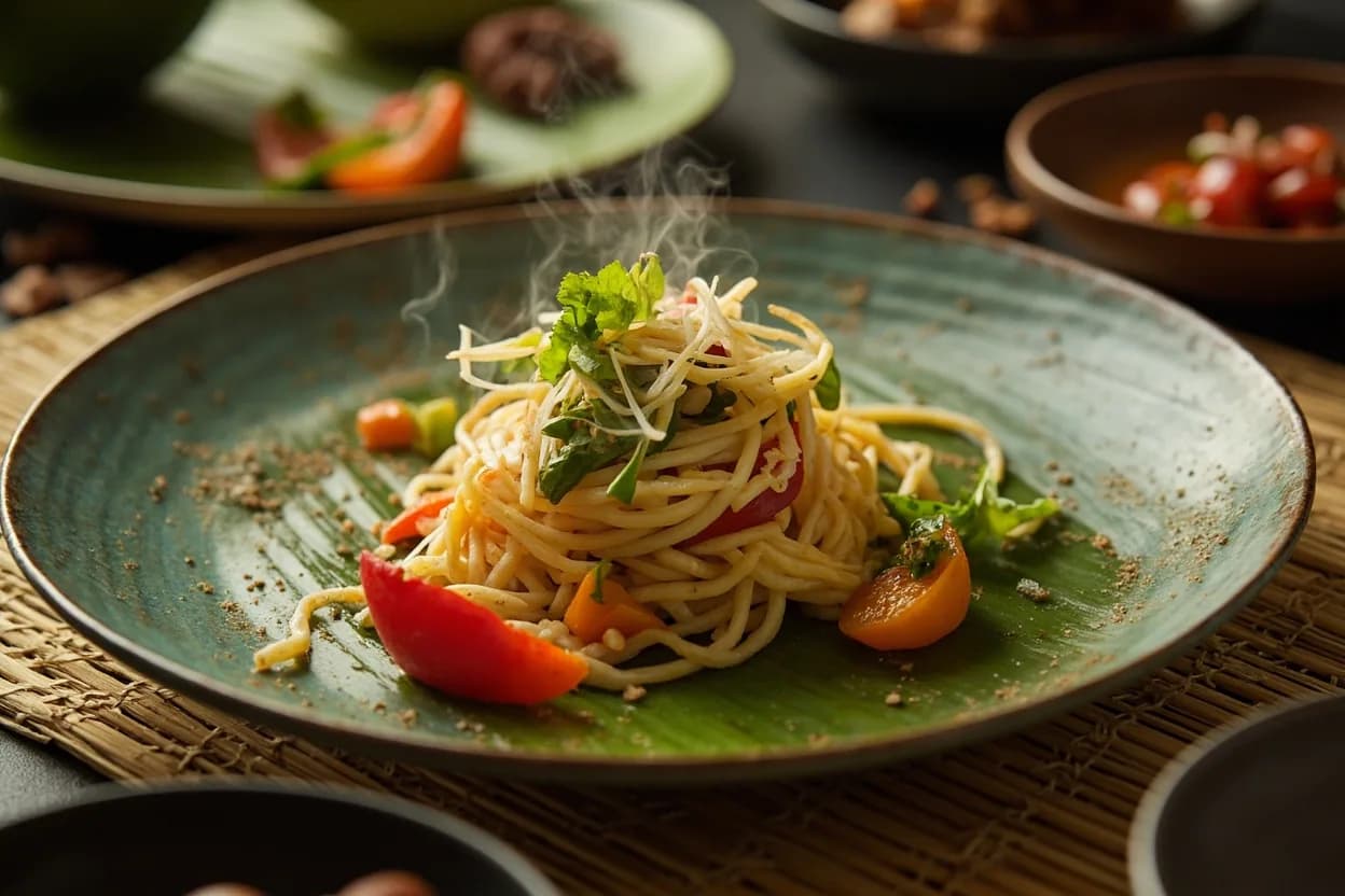 yam mamuang (green mango salad) — a signature plate from Royal Thai Court Cuisine cuisine, prepared in the regional style.