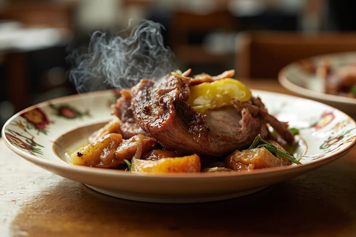 Porceddu (roast suckling pig) — a signature plate from Sardinian cuisine, prepared in the regional style.