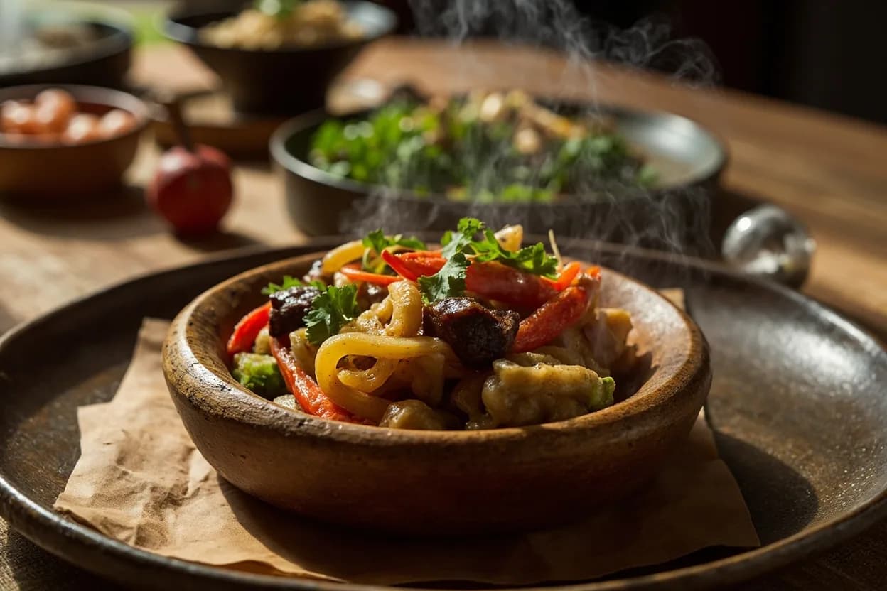 thiéboudienne — a signature plate from Senegalese cuisine, prepared in the regional style.