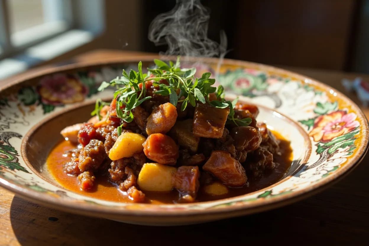 Caponata — a signature plate from Sicilian cuisine, prepared in the regional style.