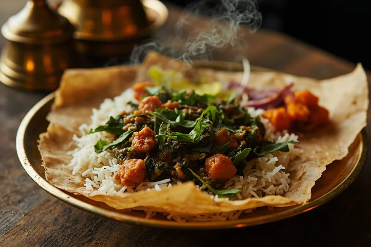 Sai Bhaji (spinach and chana dal slow-cook) — a signature plate from Sindhi cuisine, prepared in the regional style.