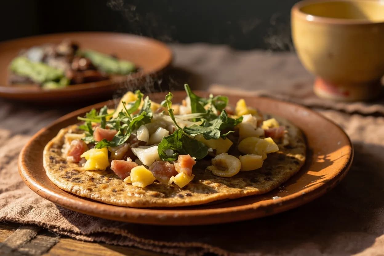 kisra (fermented sorghum flatbread) — a signature plate from Sudanese cuisine, prepared in the regional style.