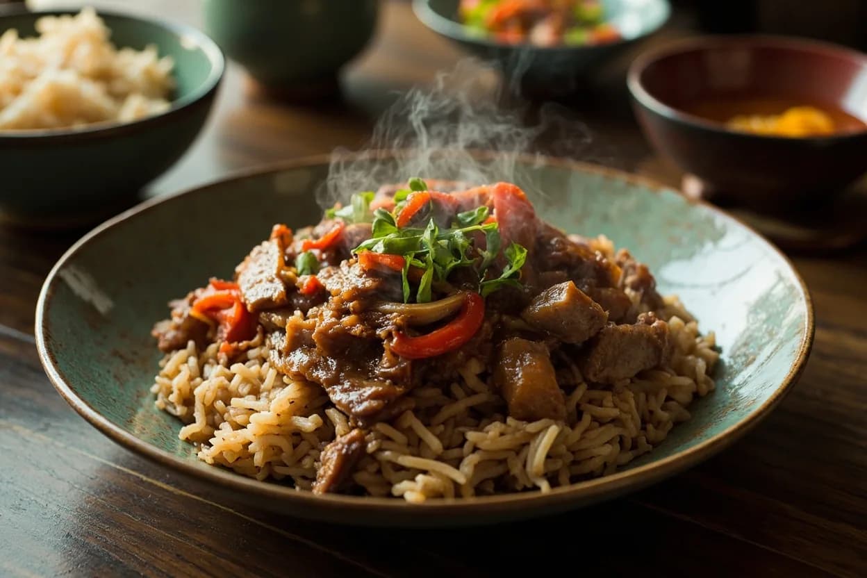 lu rou fan (braised pork rice) — a signature plate from Taiwanese cuisine, prepared in the regional style.