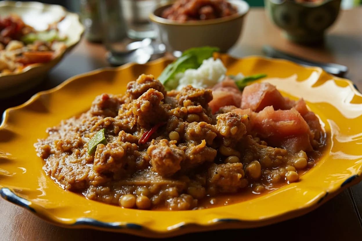doubles (bara with curried channa and various chutneys) — a signature plate from Trinidadian & Tobagonian cuisine, prepared in the regional style.