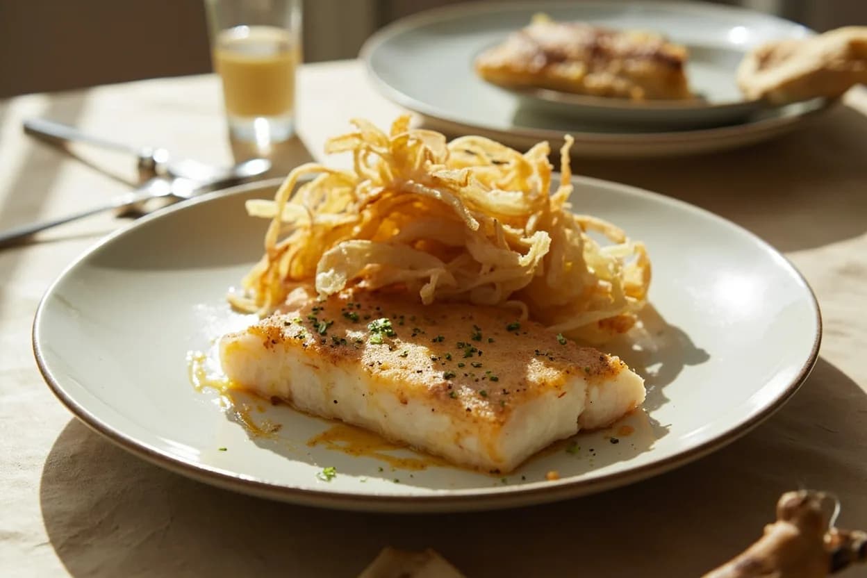 Fish Fillet vs. Darne vs. Pavé prepared the canonical way — Sole meunière (fillet). FILLET: Flat and thin — high heat, short time. 150–180 g fillet in a hot pan cooks in 2–3 minutes per side. Risk: drying out on the edges before the center is done. Solution: thicker fillets (2 cm+) with skin-on.