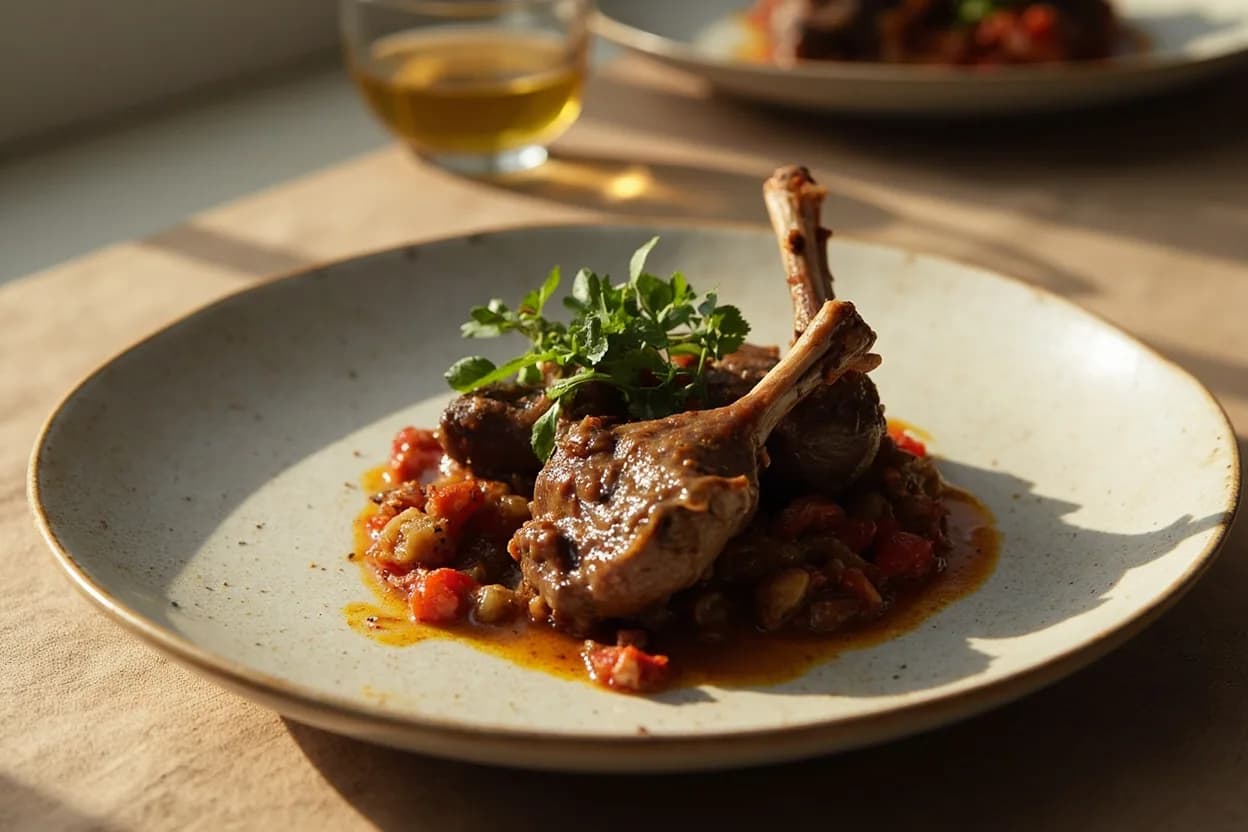 Halal Lamb & Goat Primal Breakdown prepared the canonical way — Raan (whole roasted leg of lamb). For the leg: roast whole bone-in at 160 °C low-and-slow for 3–4 hours, or break into sub-primals (knuckle, topside, silverside) for separate treatments.