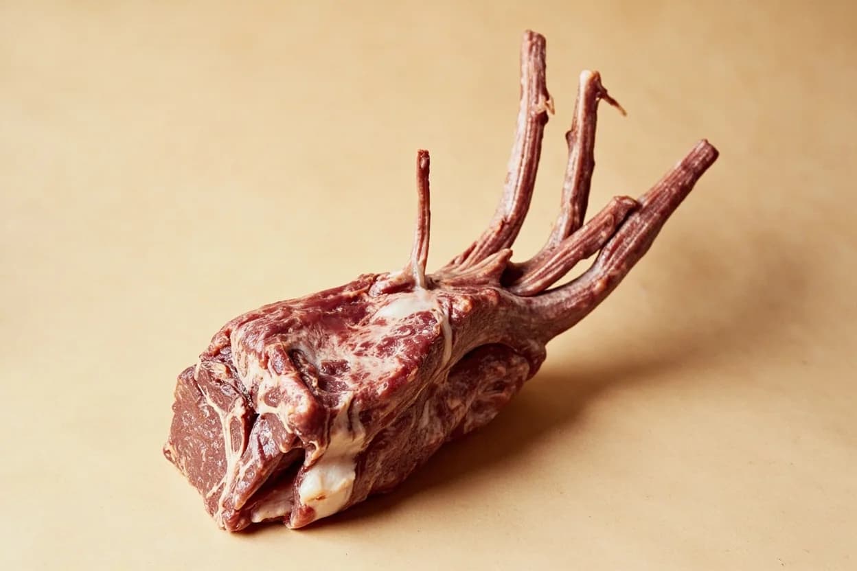 Where the lamb rack — french trim (carré) lives on the source. Best-end primal, rib bones 6–12 (counting from the neck), situated between the 5th and 13th ribs.