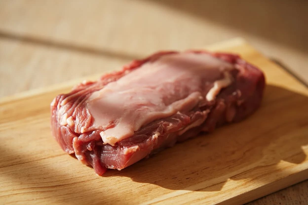 Offal Cuts — Liver, Kidney & Gizzard (West African) in its raw whole-cut form on a butcher's board — In Nigerian and broader West African cooking, liver, kidney, and gizzard are prepared as a trio — often labelled 'assorted' alongside ponmo and shaki. Identifying traits: Liver: iron-forward, rich, faintly sweet — cooks in 4–6 minutes, Kidney: assertive mineral flavour that mellows with parboiling; must have the white core removed or bitterness persists, Gizzard: the most structurally resilient offal — provides texture contrast in any assorted preparation.