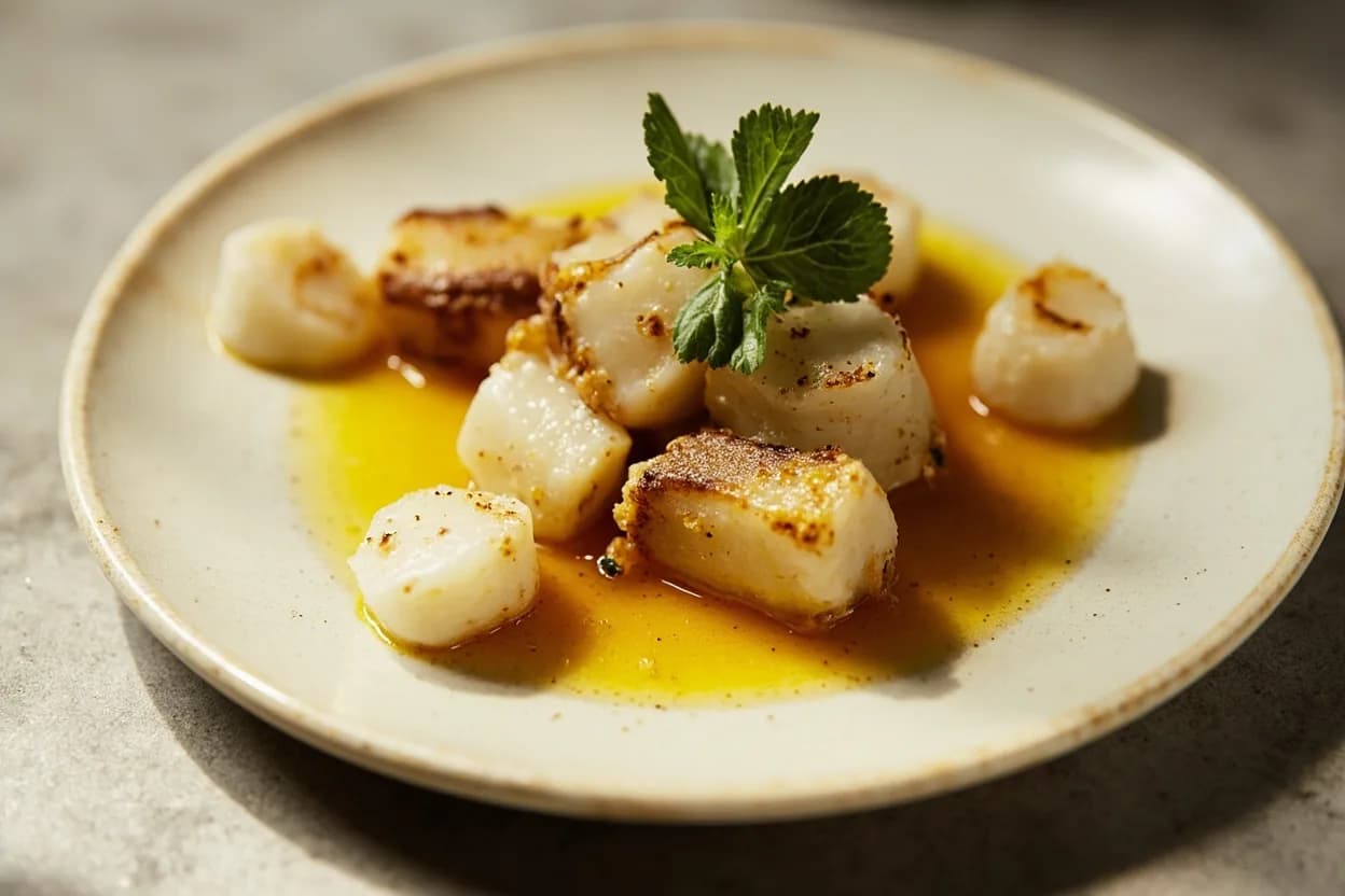 Paupiette / Fish en Paupiette prepared the canonical way — Sole Véronique (paupiettes of sole with grapes and beurre blanc). Chill the fillet to near-frozen firmness before rolling — cold fish is more pliable and the filling holds its shape.