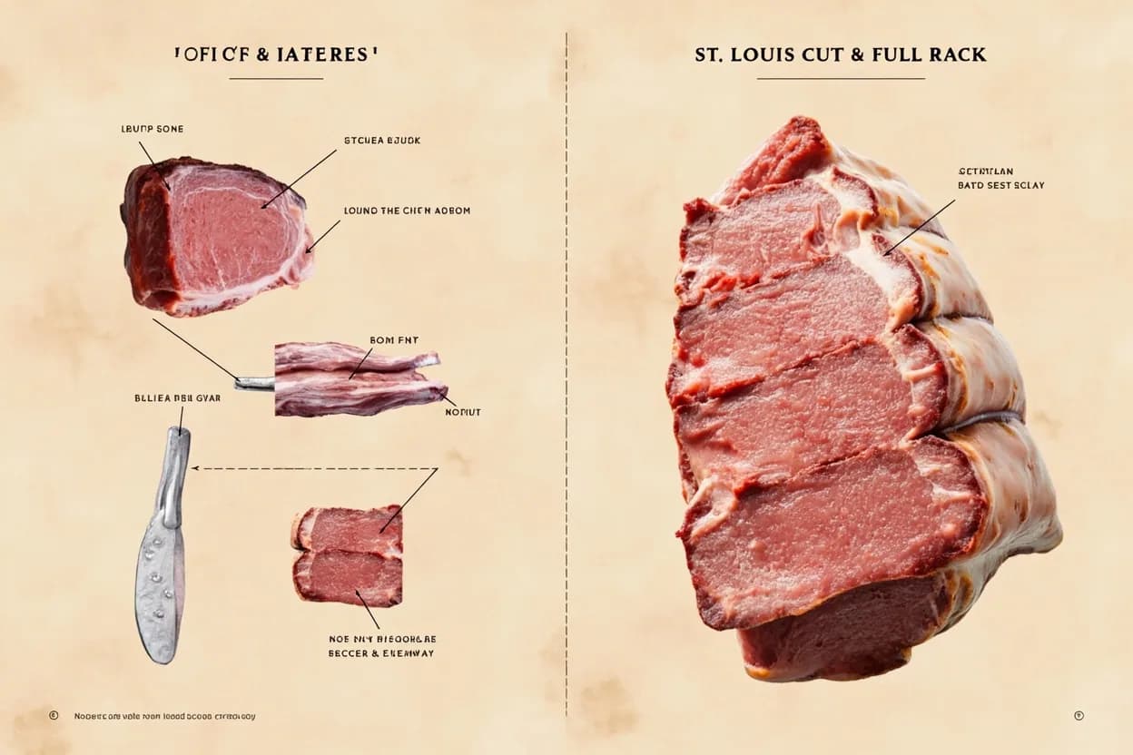 Where the pork spare ribs — st. louis cut vs. full rack lives on the source. Spare ribs come from the belly primal — the same section that yields pork belly and bacon.