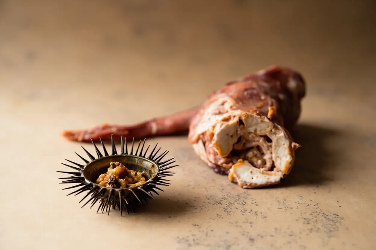 Where the sea urchin (uni) opening & cleaning lives on the source. The five golden-orange lobes arranged radially inside the hard spiny test (shell) of sea urchin species such as Strongylocentrotus franciscanus (red urchin, Pacific), Paracentrotus lividus (Mediterra….