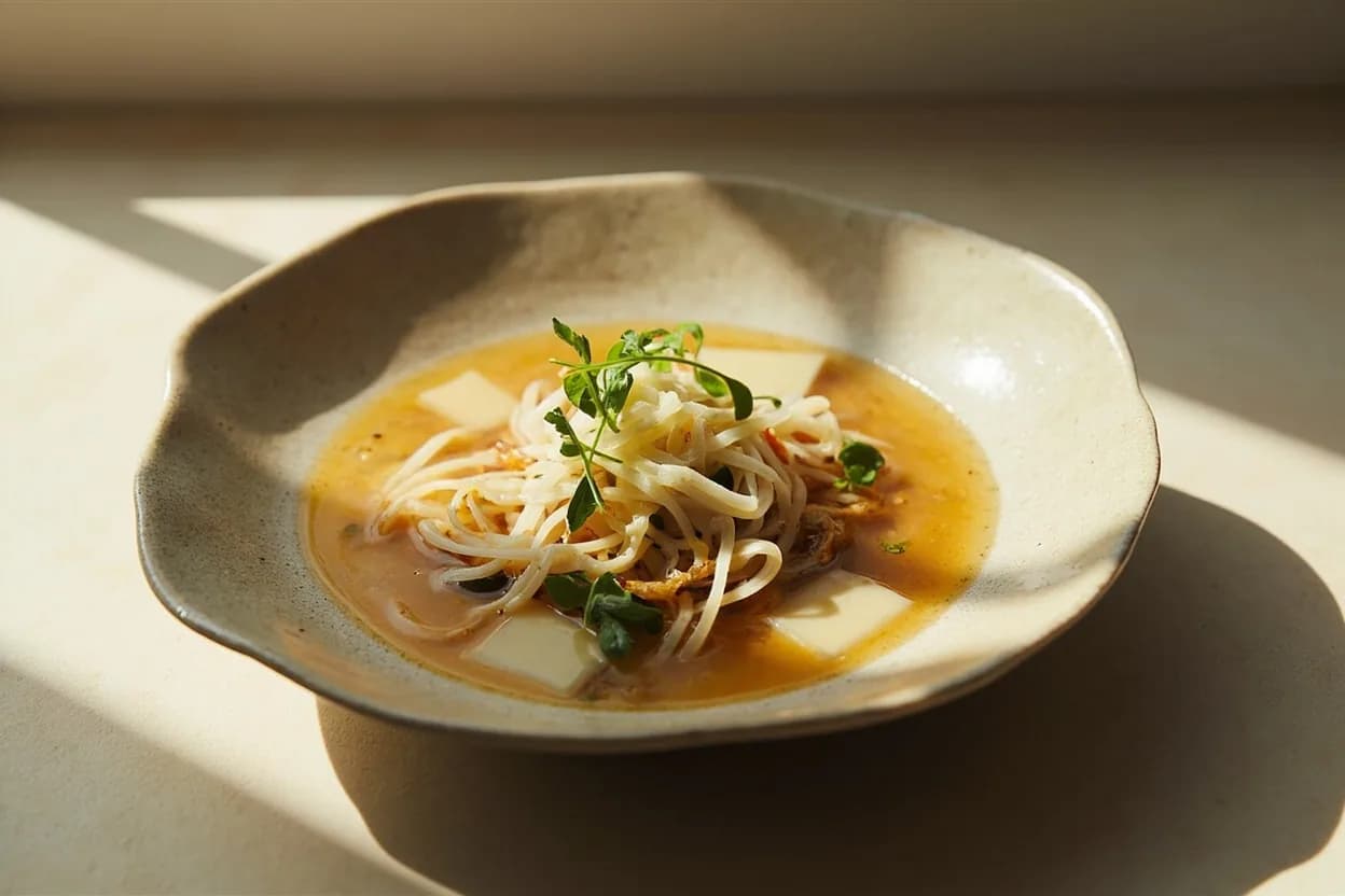 Tanzaku-giri (Thin Rectangular Strips) prepared the canonical way — Suimono (Japanese clear broth soup). Square up the vegetable by trimming a thin plank from each side to create a stable rectangular block.
