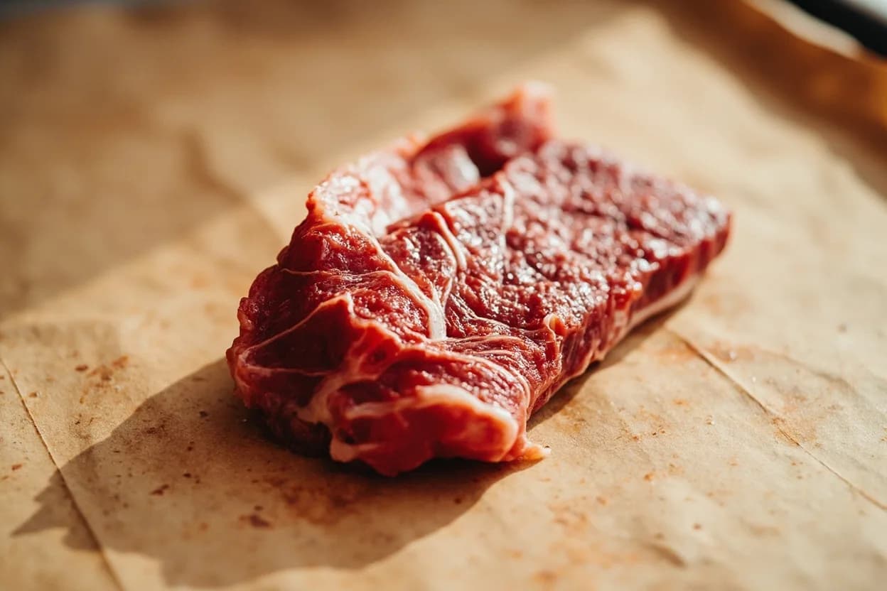 Where the velvet-thin beef slice (chinese) lives on the source. Any lean to moderate-fat cut is suitable: eye of round (后腿肉圆, hòutuǐ ròu yuán), sirloin tip, flank, or rib-eye roll.