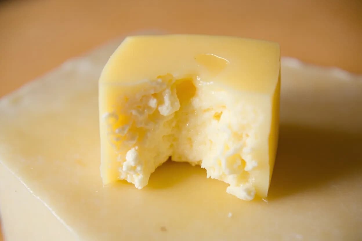 Curd Cooking Temperature (Low-Cook vs. High-Cook Cheeses) at Low-cook 30–38°C (86–100°F); High-cook 48–58°C (118–136°F). Heat triggers syneresis: casein networks in the cut curd tighten, expelling trapped whey through the protein matrix. Visual cues: Low-cook curds feel springy and moist when pressed between fingers; they clump readily but don't 'squeak', High-cook curds become firm and granular, resembling dry scrambled egg; they squeak when bitten raw, Whey expelled during high-cook is notably more translucent and less milky as protein and fat are retained in the curd.